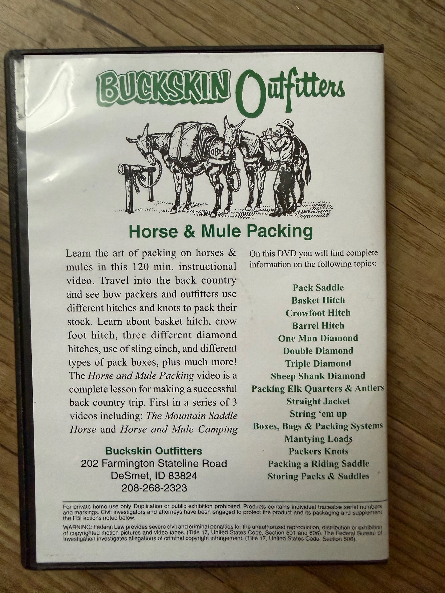 DVD-Buckskin Outfitters Horse & Mule Packing How To Video